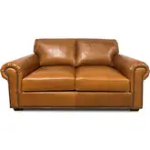 4950 Loveseat in Saddle Brown with Croc Detail Top Grain Leather